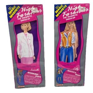 VTG 1989 Lot Of 2 High Fashion Magnetic Dress Up Samantha & Cathy Magic Magnets